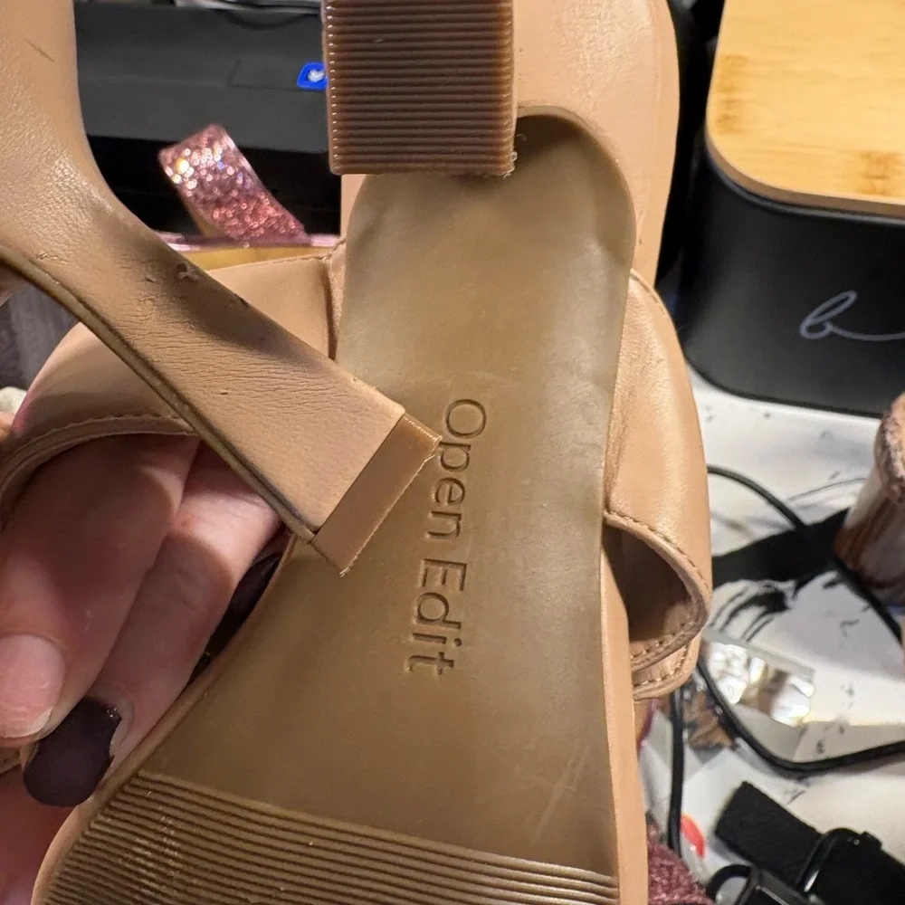 Women’s Nude Double-Band Square-Toe Slide Sandals